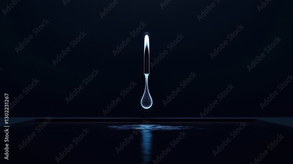 Poster a solitary water drop delicately resting on a dark reflective surface creating a captivating minimal