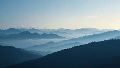 Obraz premium Mountain Climbing in a Misty Landscape