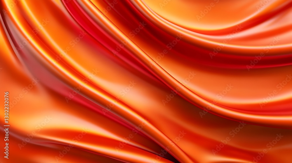 Aufkleber smooth transition from bright orange to fiery red - vibrant abstract wave gradient background