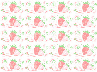 Strawberry vector pattern. Fruit background, used for paper, fabric, gift wrap, packaging and others.