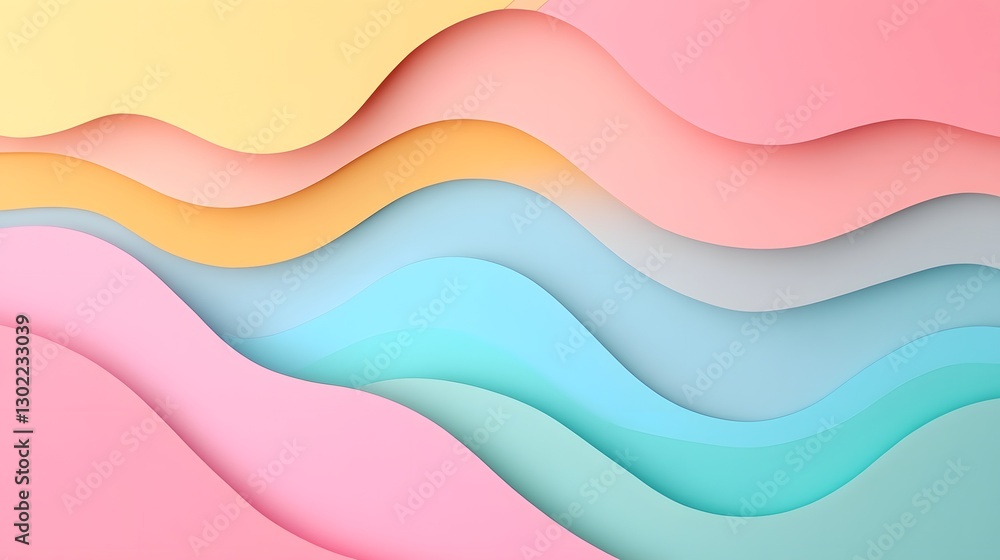 Aufkleber mesmerizing abstract layered paper cut background in soft pastel tones with copy space for design