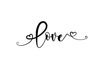 Elegant Cursive Love Script with Delicate Heart Details