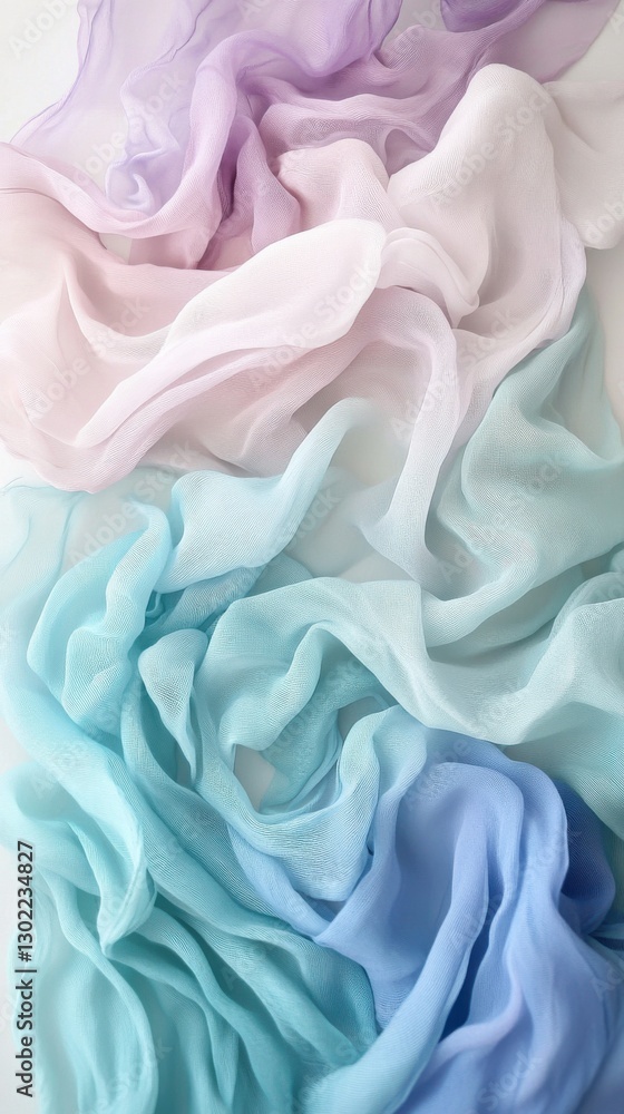 Aufkleber Soft lilac and aqua gradient fabric creating a serene and calming visual effect