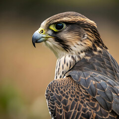 Naklejka premium beautiful vertical closeup shot of a falcon