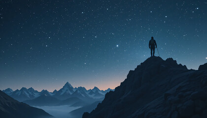 silhouette of a man in the mountains