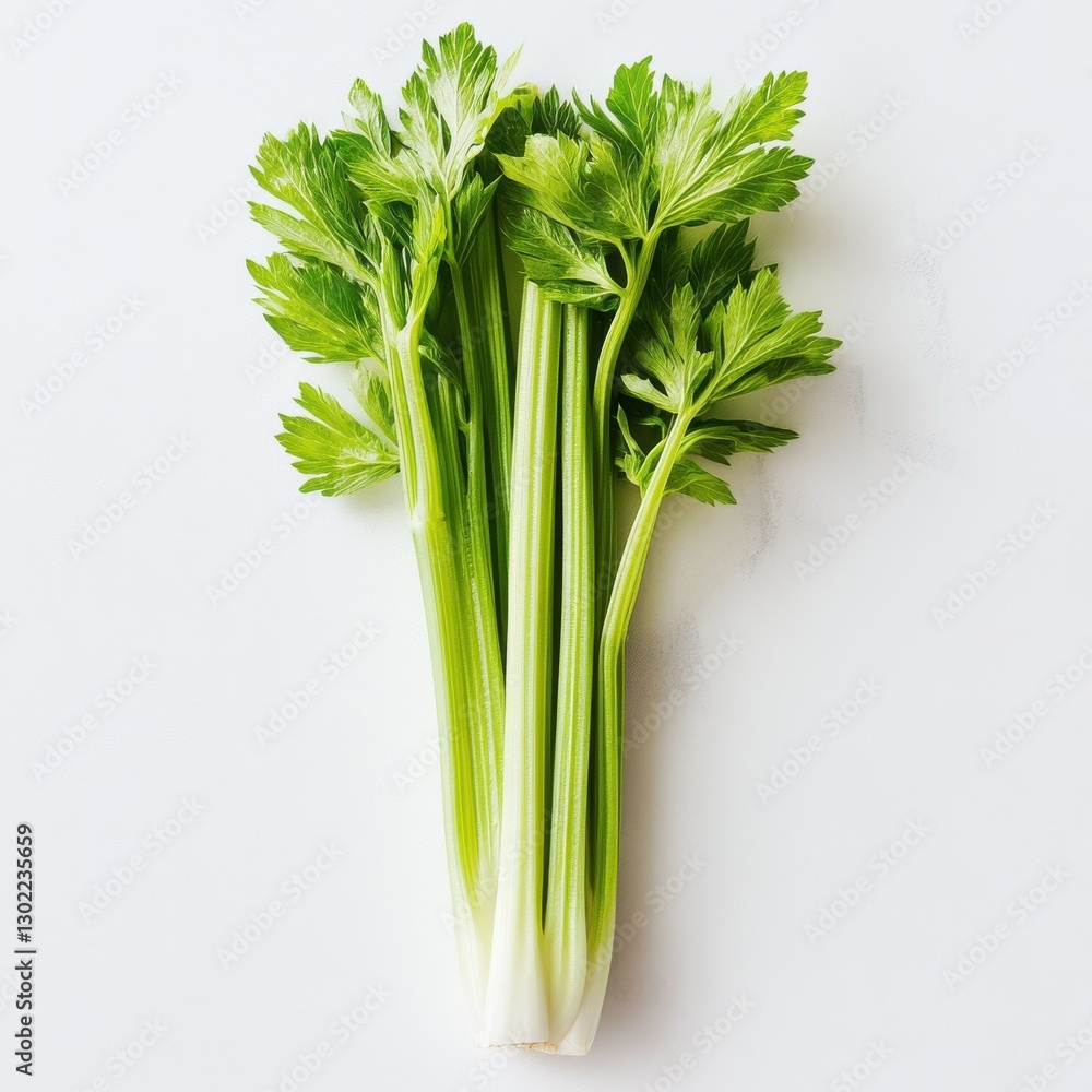 Poster fresh celery stalk with vibrant green leaves ready for culinary use and healthy snacking
