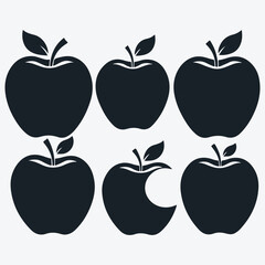silhouette apple vector set illustration isolated on white background
