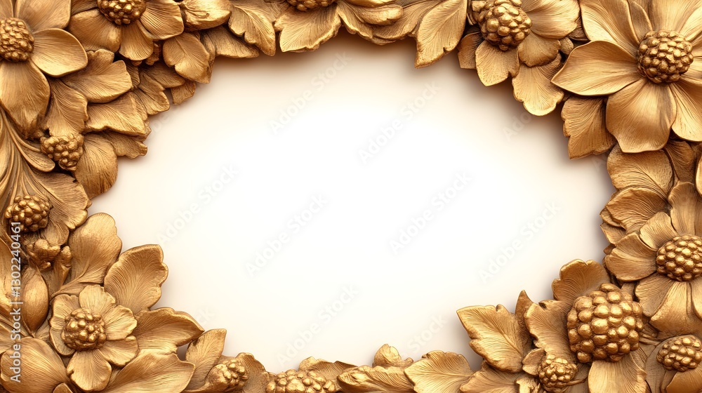 Poster gilded floral frame with customizable empty center for content