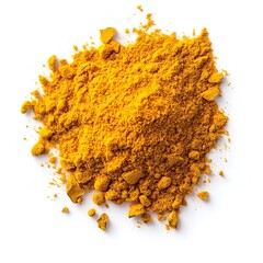 Turmeric powder isolated on white background. Curcuma longa