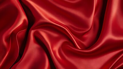 Obraz premium Luxurious Deep Red Silk Fabric with Delicate Folds and Soft Lighting