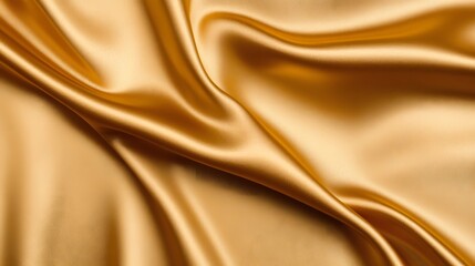 Fototapeta premium Captivating Shimmer of Luxurious Golden Satin Fabric with a Glossy, Flowing Texture