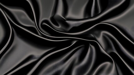 Obraz premium Flowing Folds of Luxurious Black Satin Fabric for a Sophisticated Ambiance