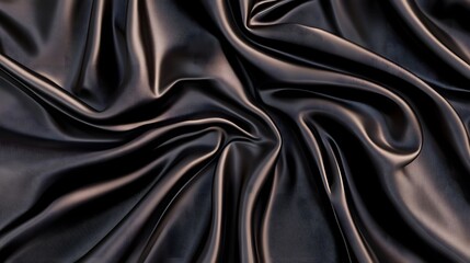 Obraz premium Luxurious Black Satin Fabric with Soft Flowing Folds and a Sophisticated Elegance