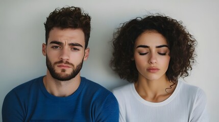 Fototapeta premium Young Couple Expressing Deep Emotions in Intimate Portrait