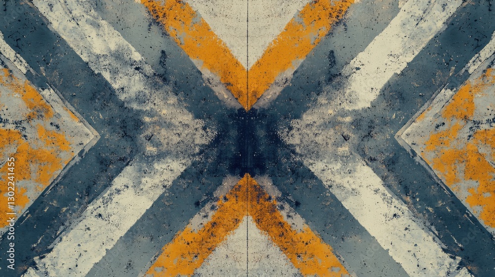 Leinwandbilder radiating strokes in amber and gray create a striking minimalist pattern on a textured surface in an