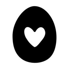 Black egg shape with heart cutout symbolizes love and creativity in design