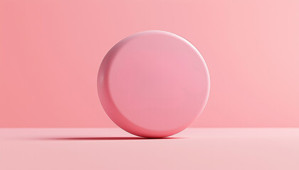 Fototapeta premium This image features a soft pink circular object set against a matching backdrop, creating a serene and minimalist aesthetic perfect for modern design projects.