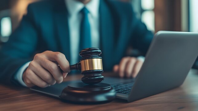 Defense Attorney Reviewing Security Footage on Laptop for Legal Case