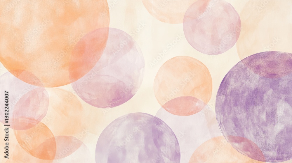 Aufkleber soft pencil strokes create pastel peach and purple circles on a light background for a calming artis