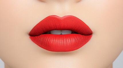 Close-up Image of Vibrant Red Lips AI Generated