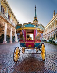 Vintage carnival carriages colorful ornate designs charming 