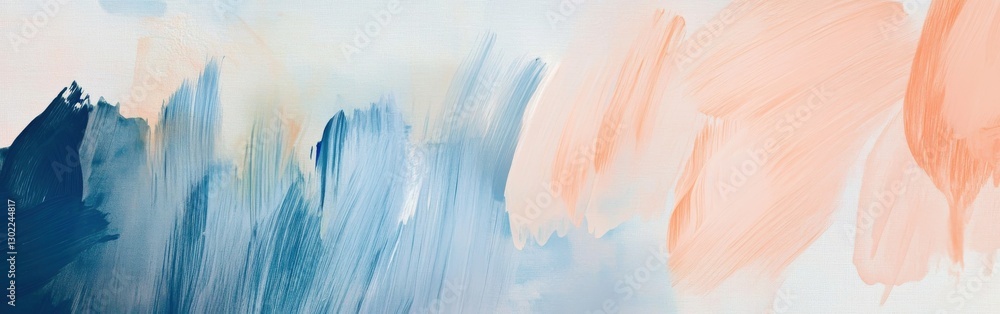 Poster muted peach and blue abstract art featuring soft pencil strokes, creating a calm and serene atmosphe