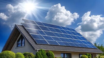 Fototapeta premium Solar-powered House Weathering the Storm:Resilience and Energy Security