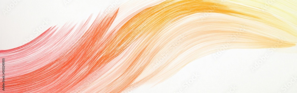 Aufkleber pencil strokes create arcs in muted coral and yellow tones, capturing fluid movement and subtle beau