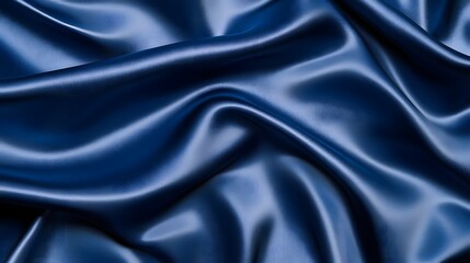 Fototapeta premium Lush Midnight Blue Satin Fabric Texture with Smooth and Flowing Silky Surface