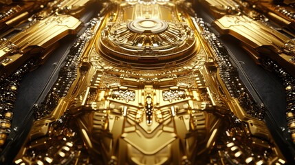 Fototapeta premium Ornate Golden Mechanical Device Detailed Close Up