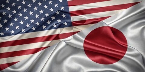 United States And Japan Flags Together Representing Diplomatic and International Relations