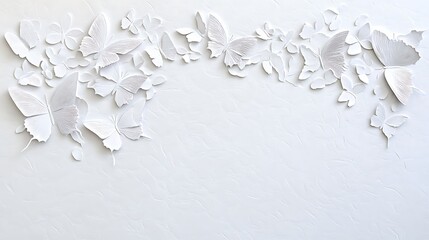 Paper Butterfly Flock: A Delicate White-on-White Art Design AI Generated