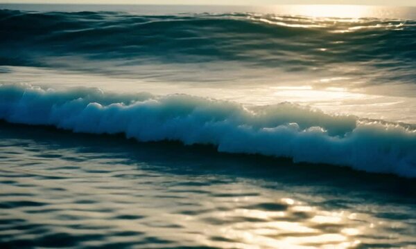 Waves amd sea ripple water with blue clody sky background 