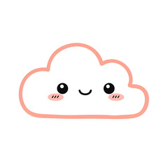 Cute Pink Kawaii Cloud Cartoon Character Design Illustration sky icon happy sweet vector simple