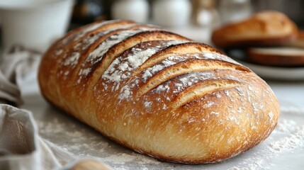 Golden Crusty Artisan Bread Loaf