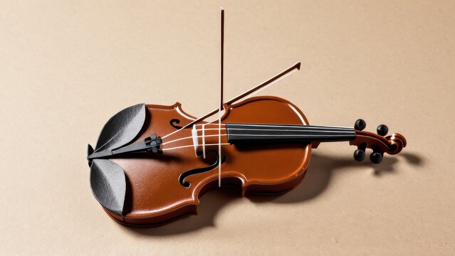  A beautifully crafted violin rests elegantly on a simple backdrop