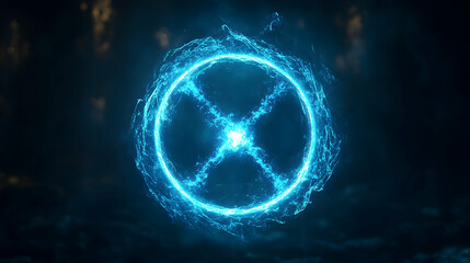 Luminous Energy Field with Glowing Center and Fractal Blue Surroundings