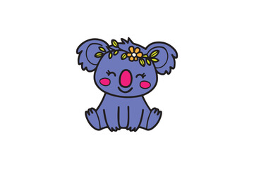 Adorable Koala with Floral Crown Design VECTOR