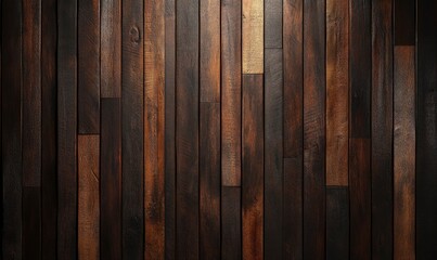A dark brown wooden wall with a textured and well-lit background, featuring warm tones and a wide-angle lens