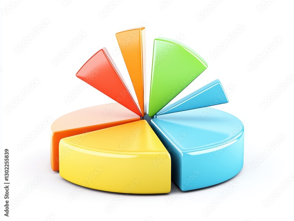 Aufkleber colorful pie chart with segments representing data distribution on a white background