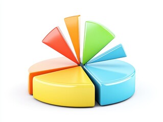 Obraz premium Colorful pie chart with segments representing data distribution on a white background