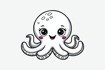 Cute Octopus Line Art Design VECTOR