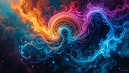 Swirling Colorful Smoke Pattern Abstract Cosmic Space Background Wallpaper