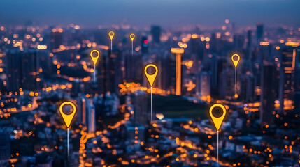 City night map location tracking