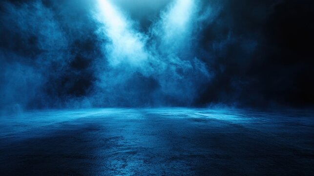 Two beams of light illuminate a smoky dark stage