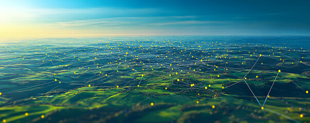 Connected rural landscape, aerial view