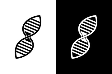 Minimalist DNA Silhouette Vector Icon Black & White Background.