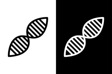 Minimalist DNA Silhouette Vector Icon Black & White Background.