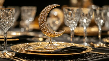 Elegant Golden Crescent Moon Table Decor