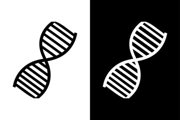 Minimalist DNA Silhouette Vector Icon Black & White Background.